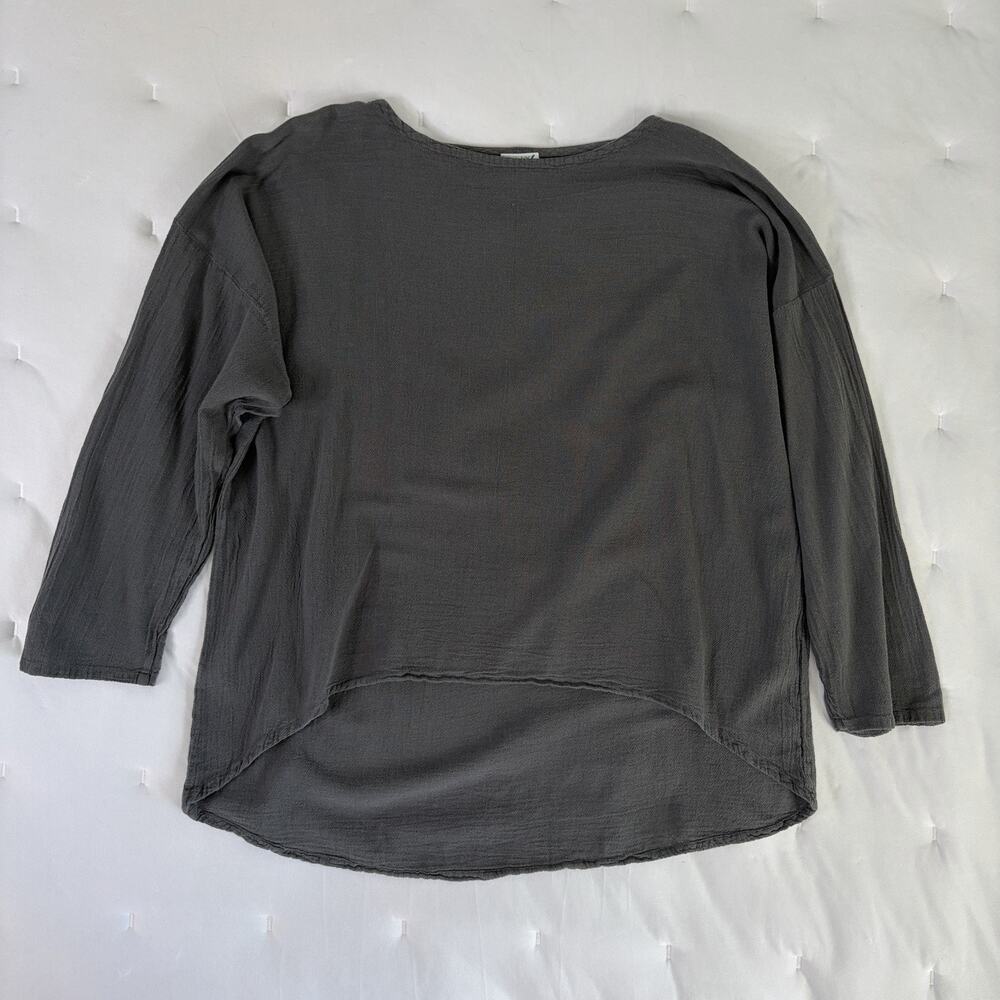 Oh My Gauze Gray High-low Hem Blouse Size 1/S-M(6-10), 100% cotton, casual